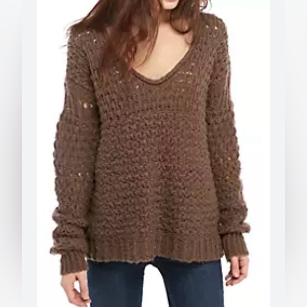 FREE PEOPLE Crashing Wave Women's Crochet Knit Sweater Size Oversized Small